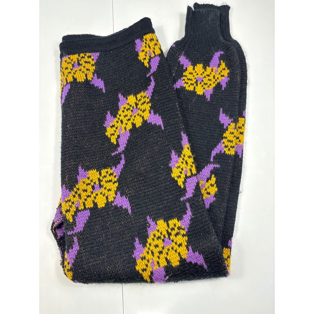 Vintage Triangle Knit Sweater Pants Set Womens‎ M Black Purple Yellow - Picture 12 of 14